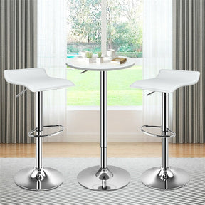 Modern Swivel Bar Stools Set of 2, Adjustable Height PU Leather Backless Counter Stools Kitchen Dining Chairs for Home, Restaurant, Bar