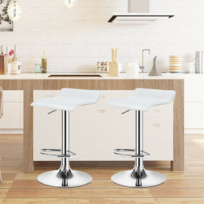 Modern Swivel Bar Stools Set of 2, Adjustable Height PU Leather Backless Counter Stools Kitchen Dining Chairs for Home, Restaurant, Bar