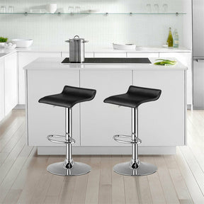 Modern Swivel Bar Stools Set of 2, Adjustable Height PU Leather Backless Counter Stools Kitchen Dining Chairs for Home, Restaurant, Bar