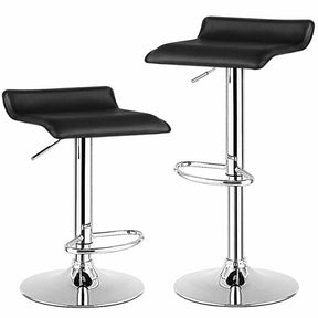 Modern Swivel Bar Stools Set of 2, Adjustable Height PU Leather Backless Counter Stools Kitchen Dining Chairs for Home, Restaurant, Bar