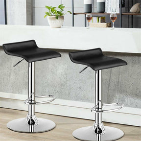 Modern Swivel Bar Stools Set of 2, Adjustable Height PU Leather Backless Counter Stools Kitchen Dining Chairs for Home, Restaurant, Bar