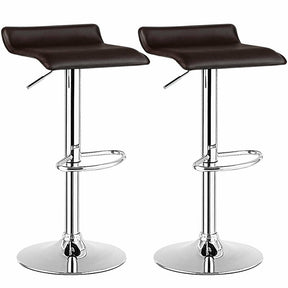 Modern Swivel Bar Stools Set of 2, Adjustable Height PU Leather Backless Counter Stools Kitchen Dining Chairs for Home, Restaurant, Bar