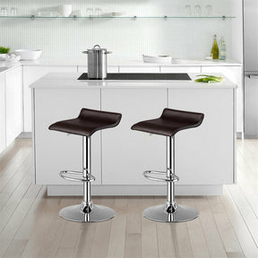 Modern Swivel Bar Stools Set of 2, Adjustable Height PU Leather Backless Counter Stools Kitchen Dining Chairs for Home, Restaurant, Bar