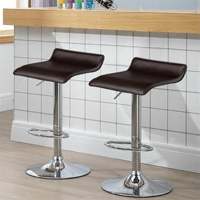 Modern Swivel Bar Stools Set of 2, Adjustable Height PU Leather Backless Counter Stools Kitchen Dining Chairs for Home, Restaurant, Bar