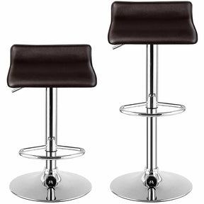 Modern Swivel Bar Stools Set of 2, Adjustable Height PU Leather Backless Counter Stools Kitchen Dining Chairs for Home, Restaurant, Bar