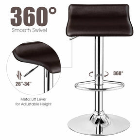 Modern Swivel Bar Stools Set of 2, Adjustable Height PU Leather Backless Counter Stools Kitchen Dining Chairs for Home, Restaurant, Bar