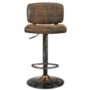 Set of 2 Vintage Bar Stools 360° Swivel Adjustable Height Bar Chairs with Footrest for Pub Kitchen