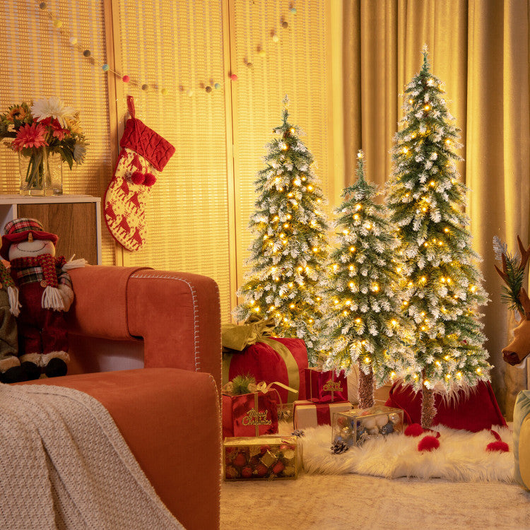 Set of 3 Pre-Lit Christmas Tree with LED lights