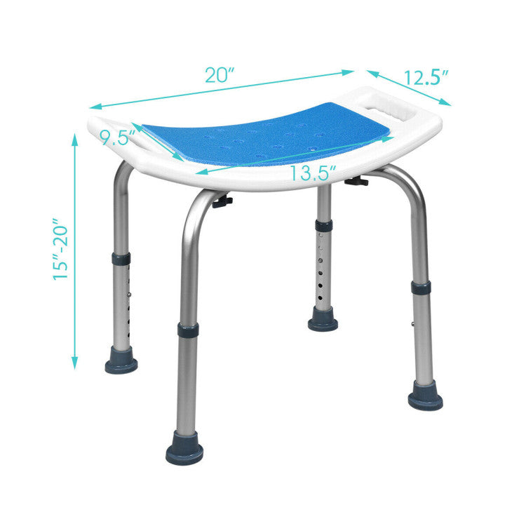 Shower Stool Non-Slip Padded Seat with 6 Adjustable Heights