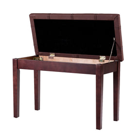 Solid Wood PU Leather Piano Keyboard Bench with Storage Compartment