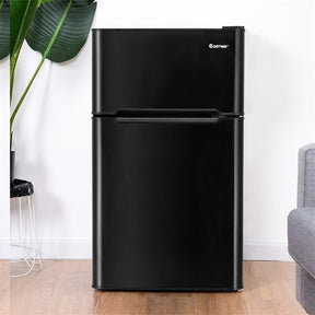 3.2 cu ft. Stainless Steel Compact Refrigerator 2-Door Mini Fridge Freezer Cooler for Dorm Office Apartment