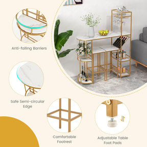Giantex Bar Table & Stool Set for 2, 3 Piece Bar Table Set with Storage Shelves