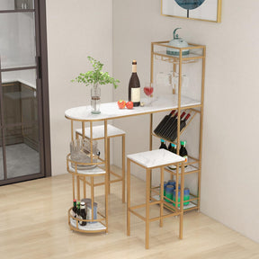 Giantex Bar Table & Stool Set for 2, 3 Piece Bar Table Set with Storage Shelves