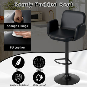 Swivel Bar Stools Set of 2 Modern PU Leather Bar Chairs with Adjustable Height