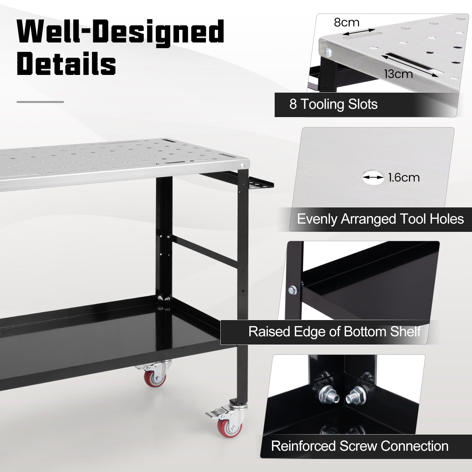 92cm x 46cm Welding Table, 570kg Welding Workbench on Wheels