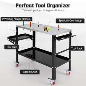 92cm x 46cm Welding Table, 570kg Welding Workbench on Wheels