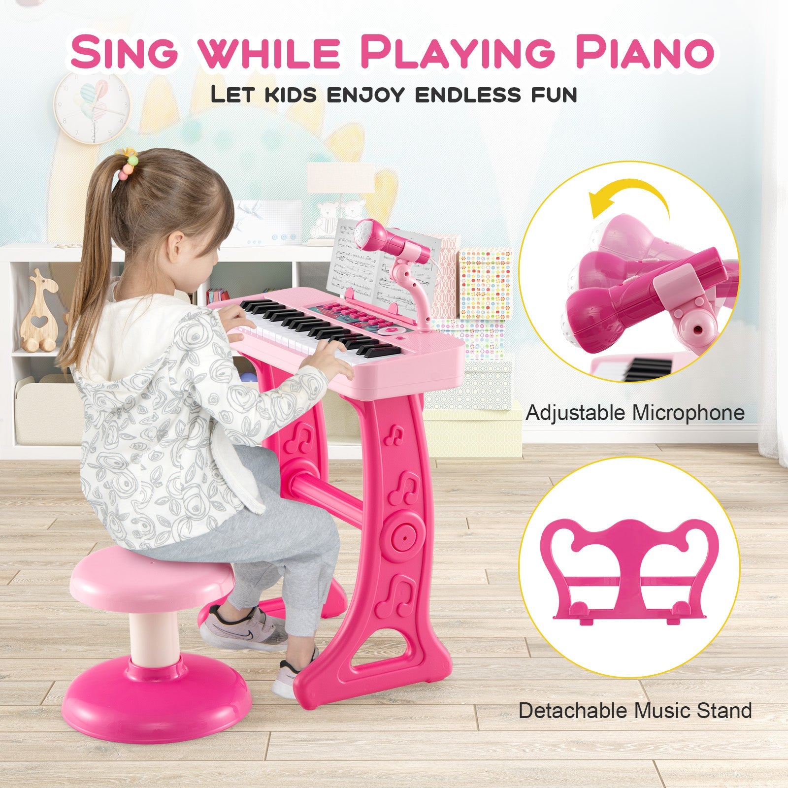 37 Keys Kids Piano Keyboard, Electronic Musical Instrument