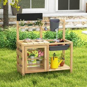 Mud Kitchen, Kids Pretend Play Kitchen Toy Set for Children 3+ Years Old