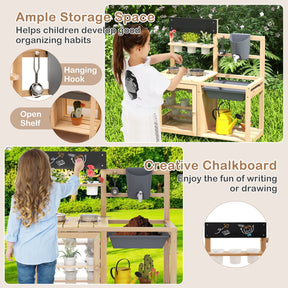 Mud Kitchen, Kids Pretend Play Kitchen Toy Set for Children 3+ Years Old
