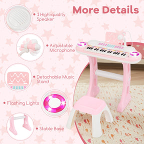 HONEY JOY 37-Key Kids Piano Keyboard Toy, Toddler Electronic Piano w/ Music Score