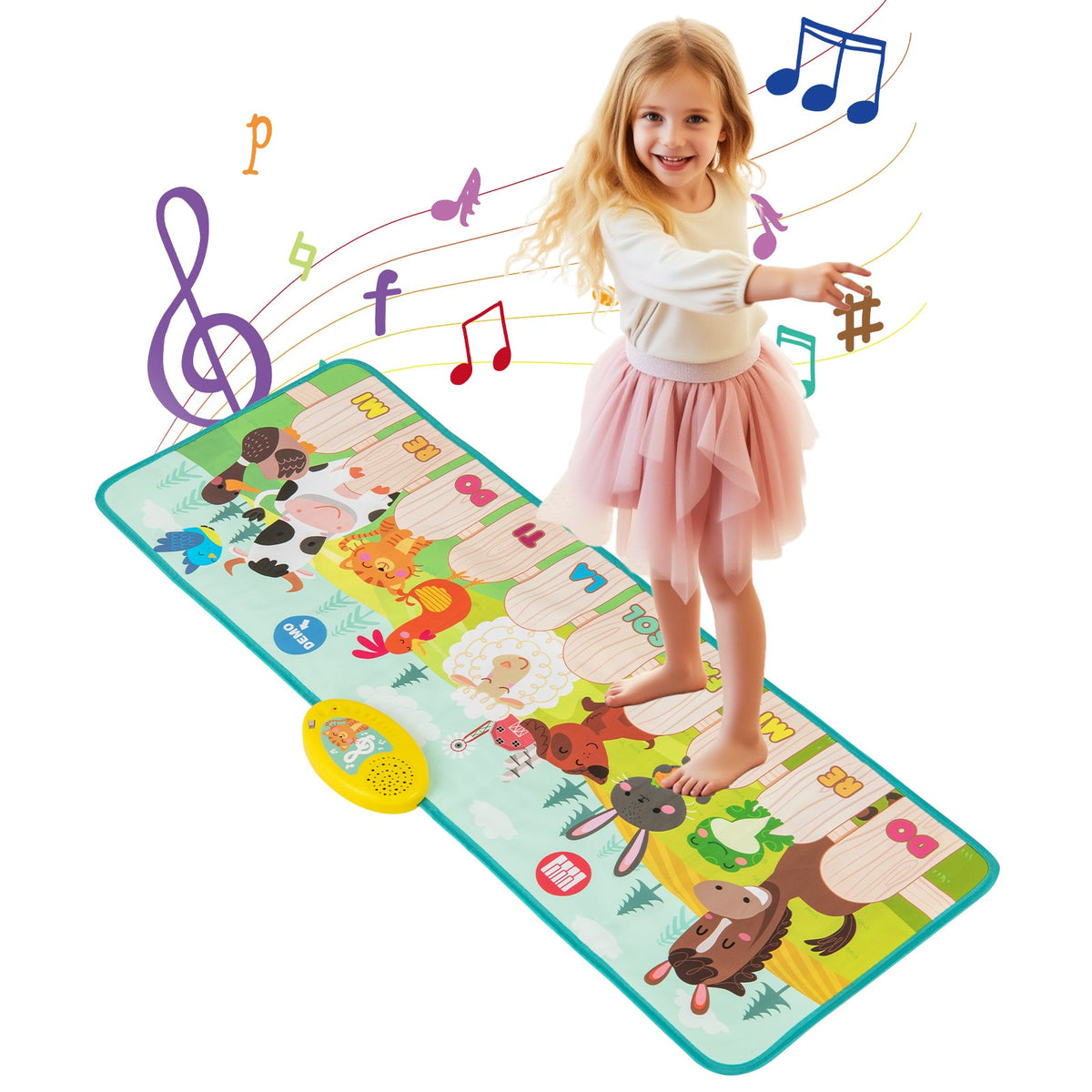 Floor Piano Mat for Toddlers, 10 Keys & 10 Built-in Songs, Kids Sensory Educational Toy Gift