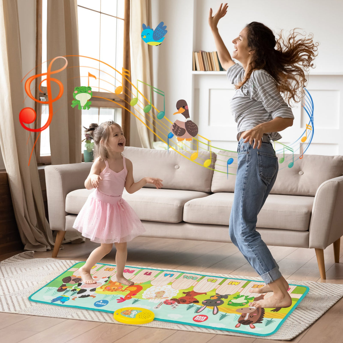 Floor Piano Mat for Toddlers, 10 Keys & 10 Built-in Songs, Kids Sensory Educational Toy Gift