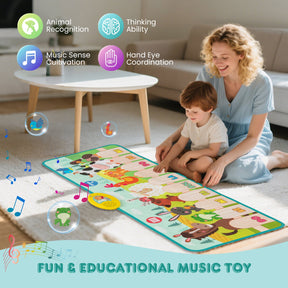 Floor Piano Mat for Toddlers, 10 Keys & 10 Built-in Songs, Kids Sensory Educational Toy Gift