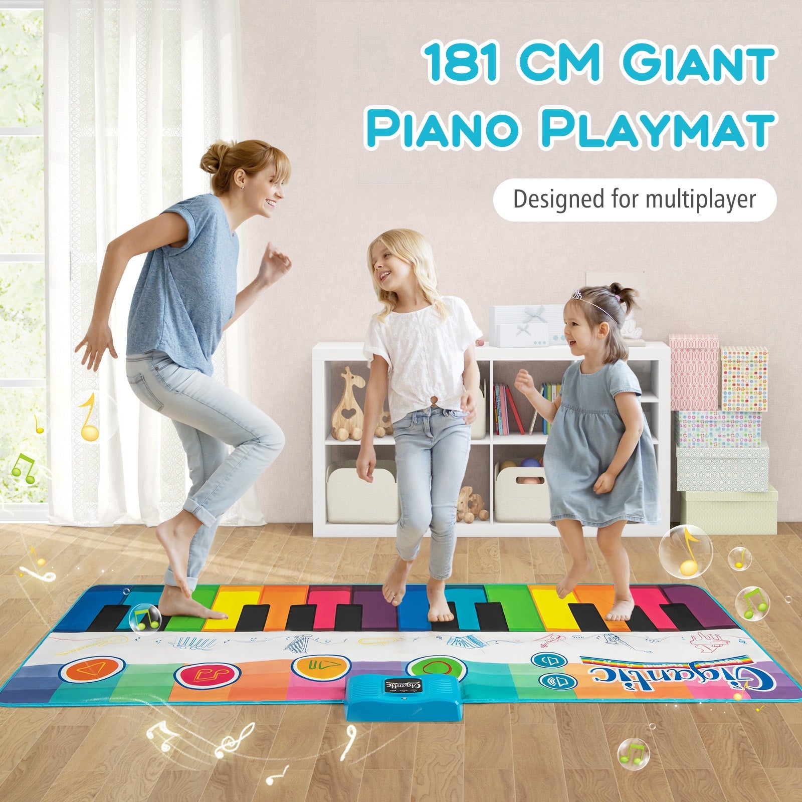 Floor Piano Dance Mat for Kids, Musical Playmat with 8 Instrument Sounds
