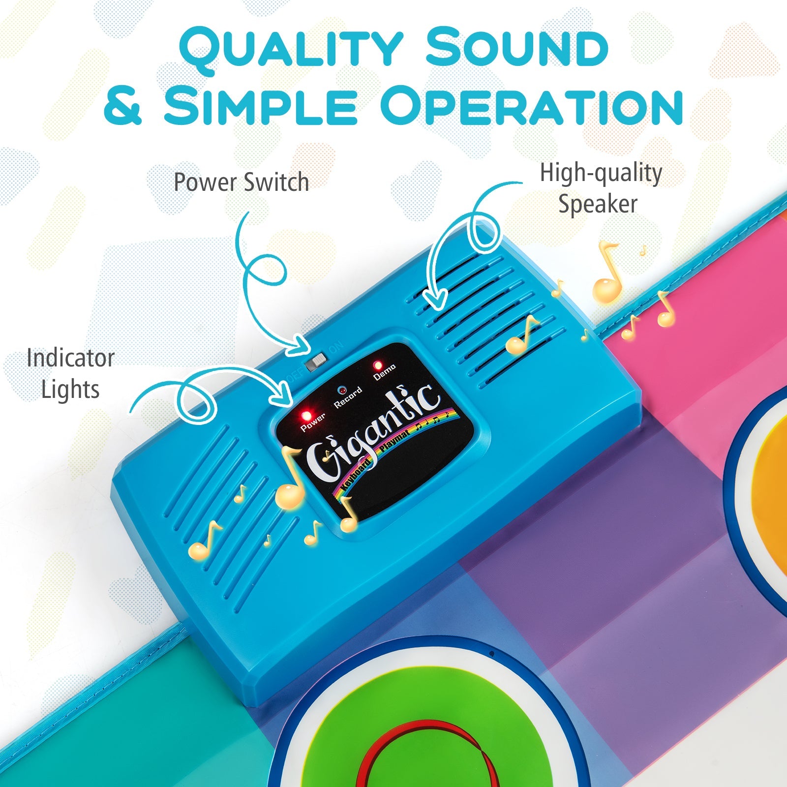 Floor Piano Dance Mat for Kids, Musical Playmat with 8 Instrument Sounds