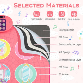 Fun Dance Mat for Kids, Interactive Gift for 3+ Years Old Boys and Girls, Pink
