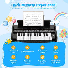 25 Keys Kids Piano Keyboard, Mini Digital Piano Toy with Adjustable Speed & Volume