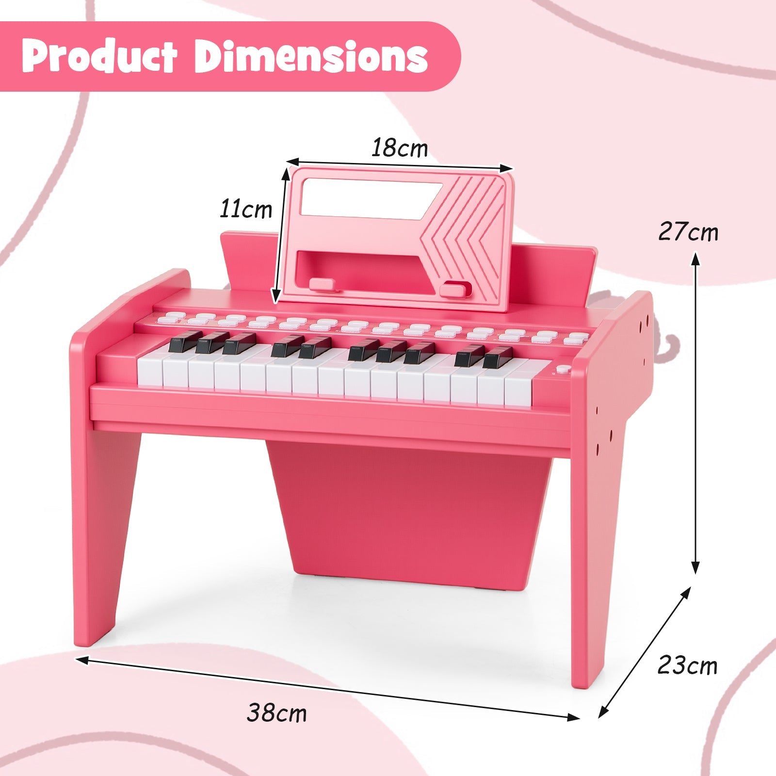 25 Keys Kids Piano Keyboard, Mini Digital Lighted Piano Toy