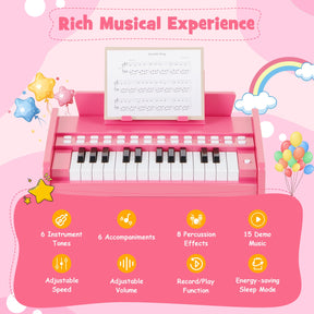 25 Keys Kids Piano Keyboard, Mini Digital Lighted Piano Toy