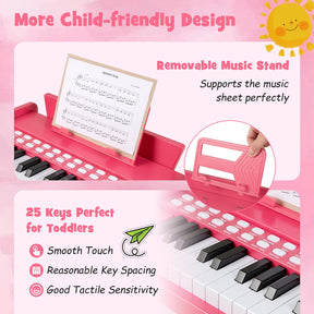 25 Keys Kids Piano Keyboard, Mini Digital Lighted Piano Toy