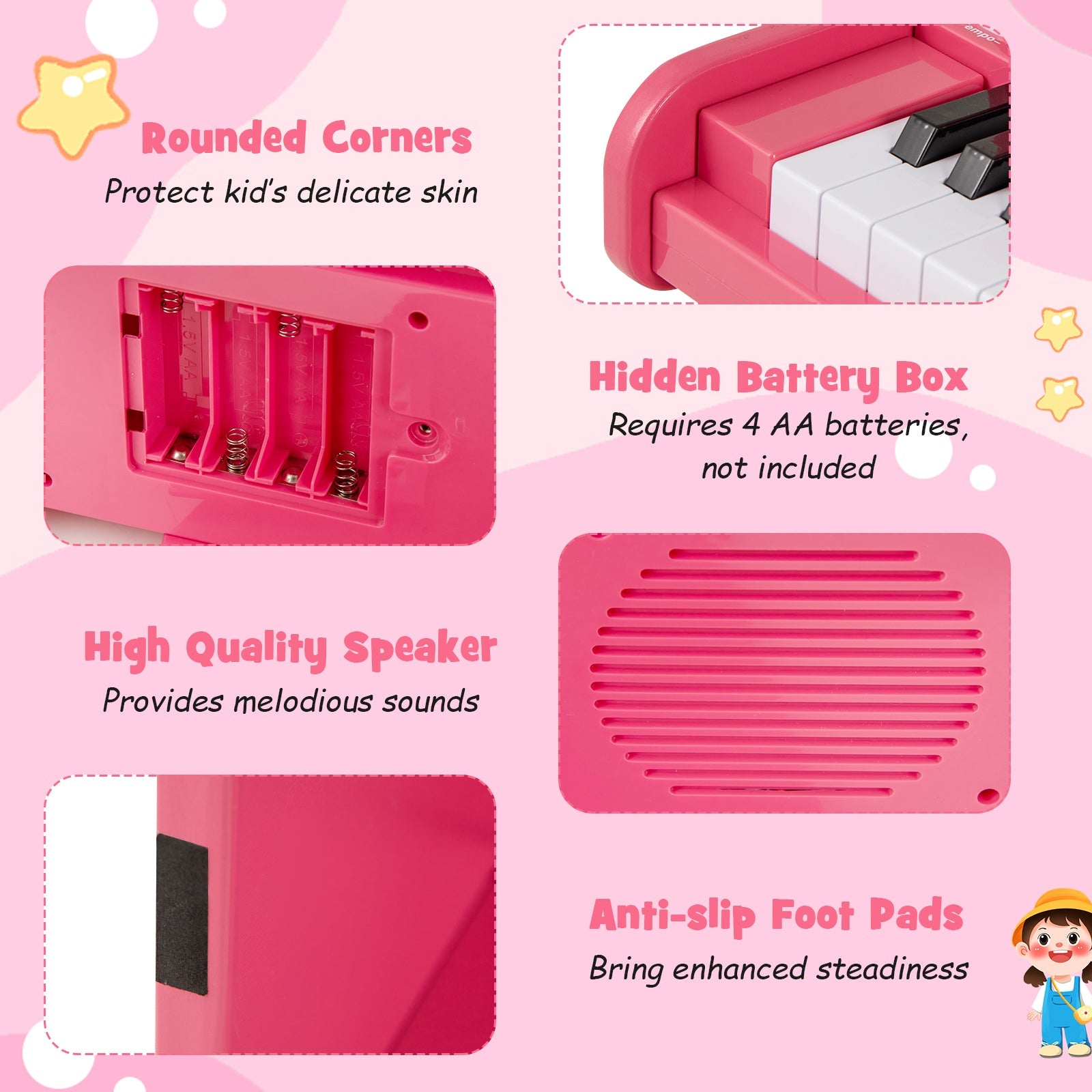25 Keys Kids Piano Keyboard, Mini Digital Piano Toy with Adjustable Speed & Volume