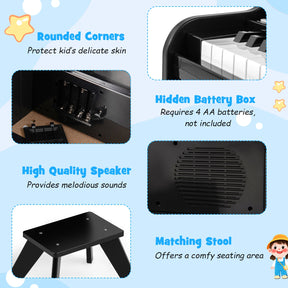 Kids Piano Keyboard with Adjustable Speed & Volume, Teaching Mode, Removable Music Stand
