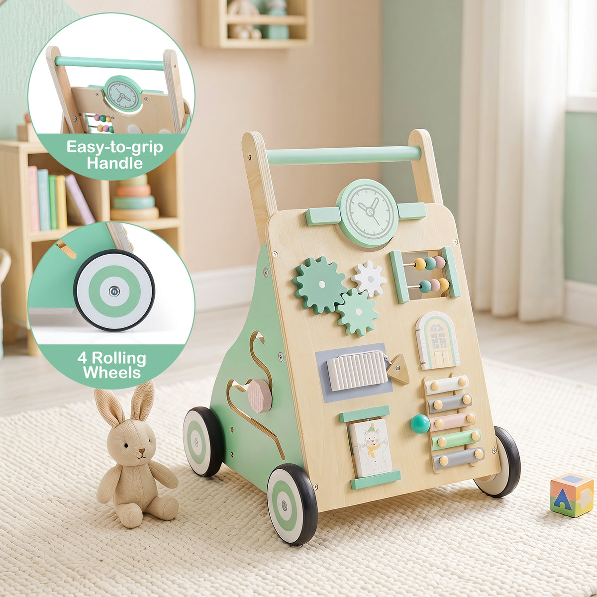 Baby Push Walker with Activity Center & 3 Different Blocks