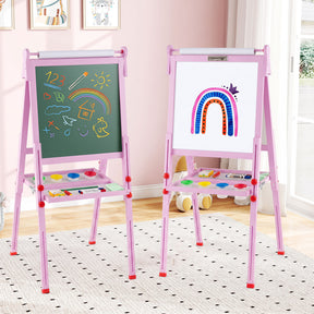 3-in-1 Easel for Kids, Double-Sided Folding Wooden Kids Art Easel with Paper Roll, Adjustable Height