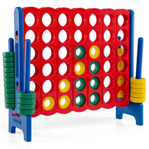 Giant 4-in-a-Row Game Set, Jumbo 4-to-Score Game w/42 Rings and Quick-Release Slider, Indoor and Outdoor Party Game for Living Room, Backyard and Lawn