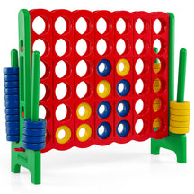 Giant 4-in-a-Row Game Set, Jumbo 4-to-Score Game w/42 Rings and Quick-Release Slider, Indoor and Outdoor Party Game for Living Room, Backyard and Lawn