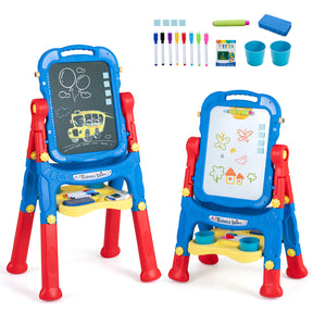 Art Easel for Kids, Height Adjustable, 22 Accessories, Blue& Red/Blue/Peach Fuzz