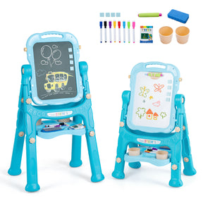Art Easel for Kids, Height Adjustable, 22 Accessories, Blue& Red/Blue/Peach Fuzz