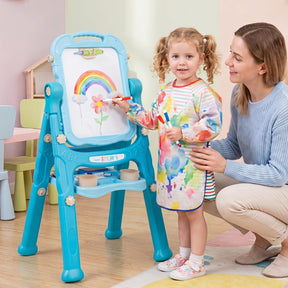 Art Easel for Kids, Height Adjustable, 22 Accessories, Blue& Red/Blue/Peach Fuzz