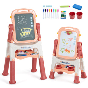 Art Easel for Kids, Height Adjustable, 22 Accessories, Blue& Red/Blue/Peach Fuzz