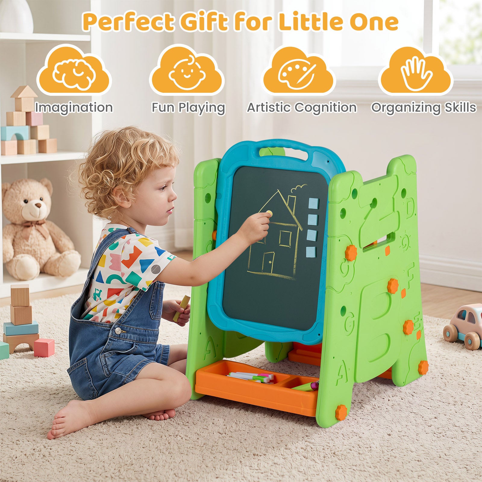 3 in 1 Art Easel for Kids, Double Sided Magnetic Board