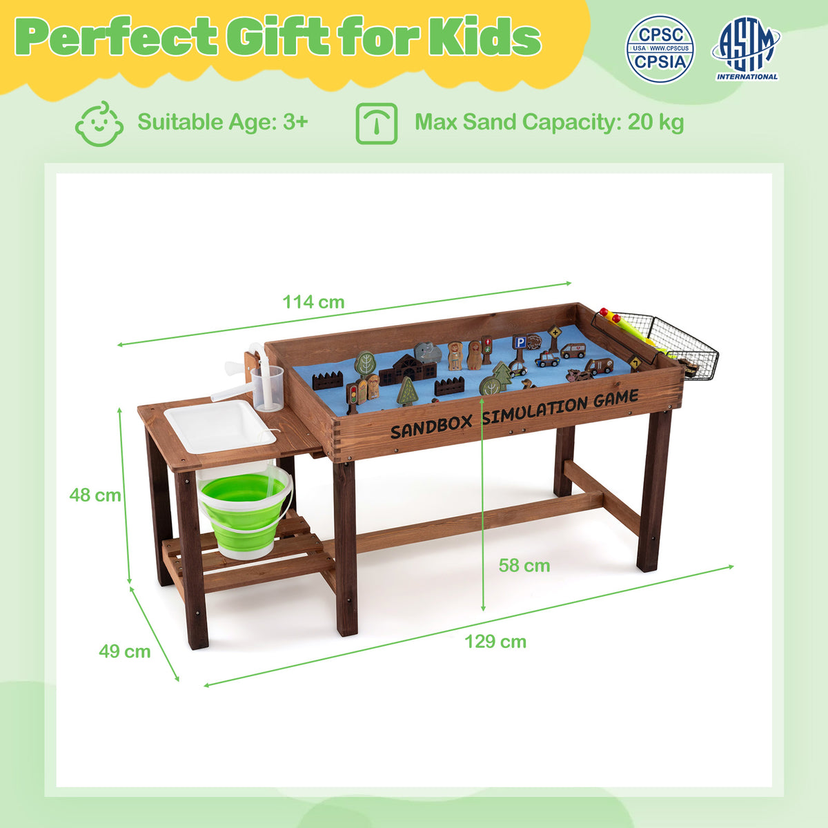 Costzon Sensory Table with Water Pump & Sink, Toddler Activity Table with 33 Sand Table Toys