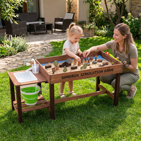 Costzon Sensory Table with Water Pump & Sink, Toddler Activity Table with 33 Sand Table Toys