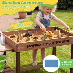 Costzon Sensory Table with Water Pump & Sink, Toddler Activity Table with 33 Sand Table Toys