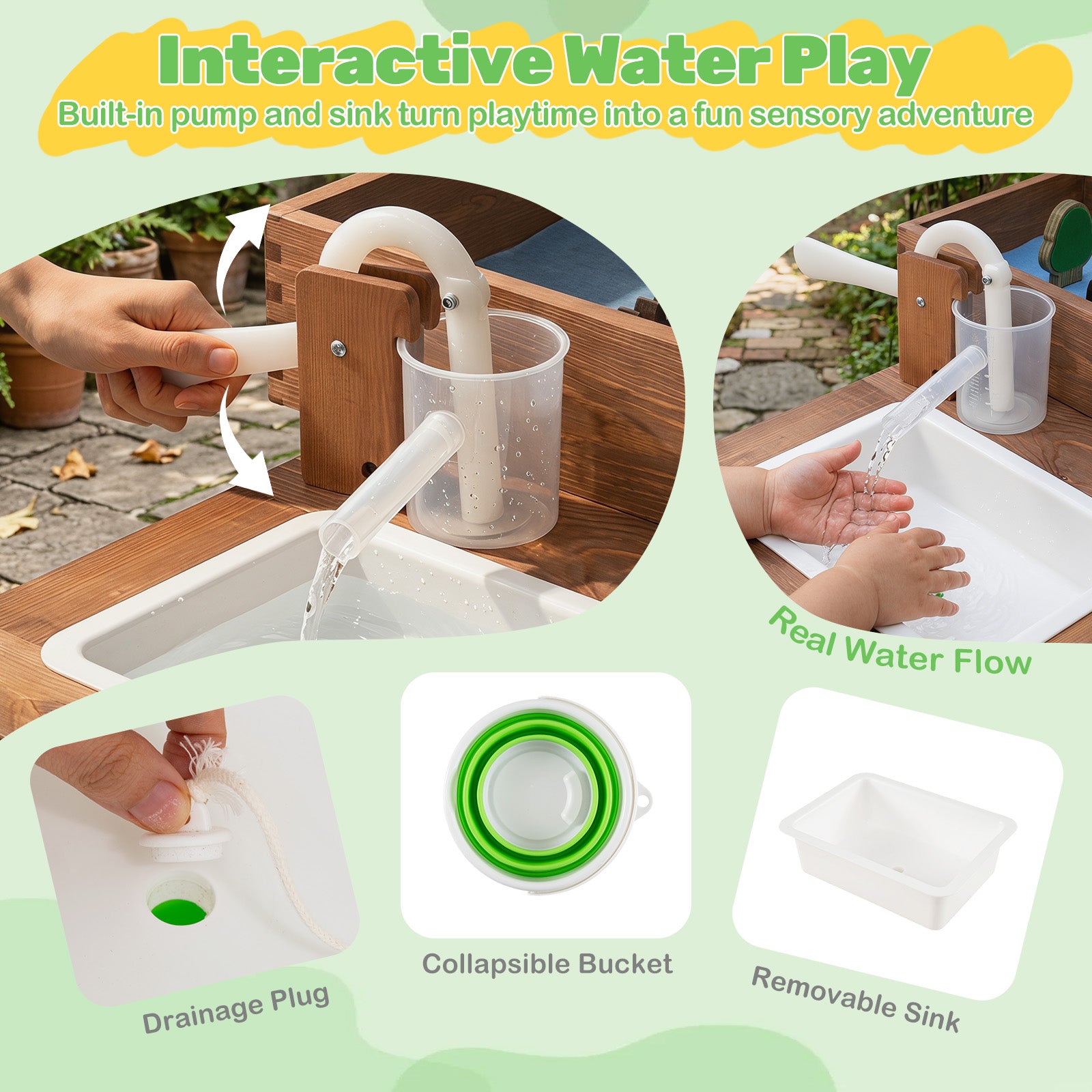 Costzon Sensory Table with Water Pump & Sink, Toddler Activity Table with 33 Sand Table Toys