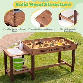Costzon Sensory Table with Water Pump & Sink, Toddler Activity Table with 33 Sand Table Toys